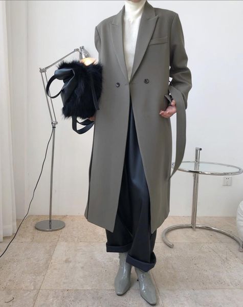 

women's trench coats woman classic long costume, Tan;black