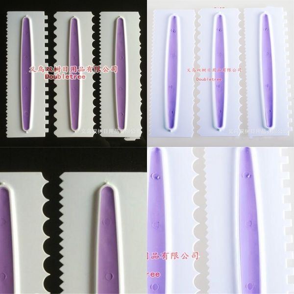 

plastic cream scraper sugar melting cake scrapers comb decorate spatulas purple color with various pattern 10ss j1