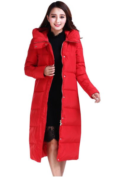 

2021 new 20% red white duck down female with hoodie winter jacket women's jackets padded long parkas mujer wxf225 avvl, Black