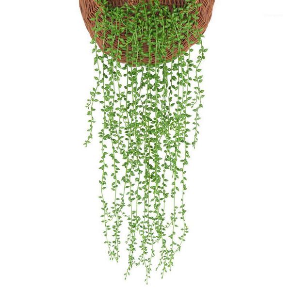 

1pc artificial flowers rattan fake leaves wall hanging rattan home garden decor green leaves willow hanging vine plants1
