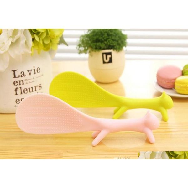 

fedex dhl 100pcs/lot cute plastic handle squirrel spoon vertical non-stick rice spoon cre qylhng five2010