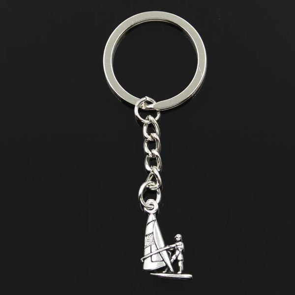 

fashion windsurfing windsurfer 22x14mm pendant 30mm key ring chain silver color men car gift souvenirs keychain dropshipping