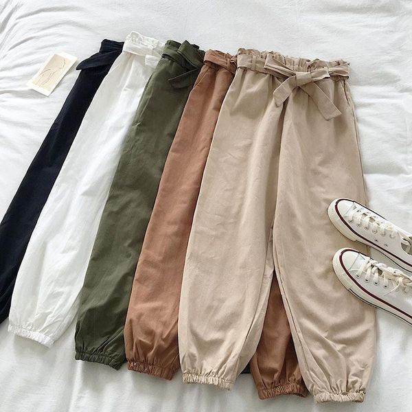 

elastic waist pants harem pants women for summer 2020 korean ankle-length pentalon femme wide leg women black loose1, Black;white