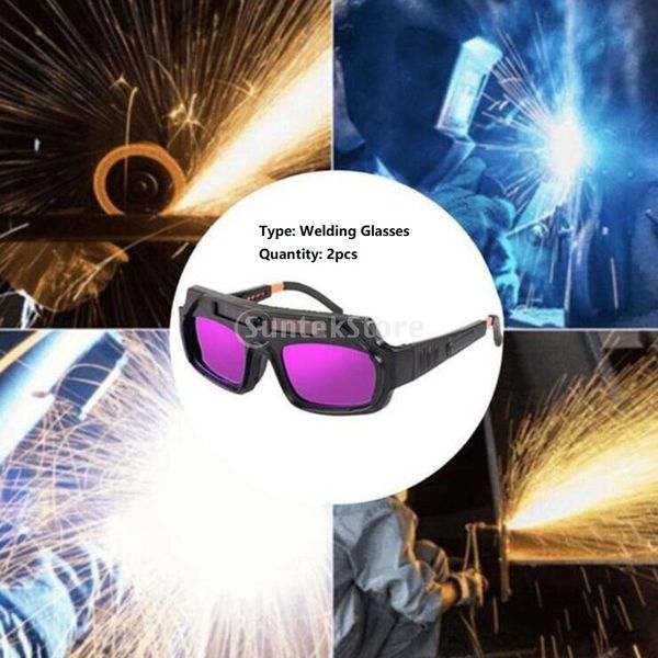 

2x pro automatic dimming welder glasses goggles pc glasses adjustable frame