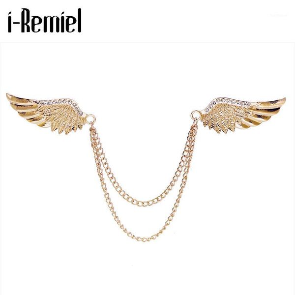 

i-remiel high-grade new zinc alloy gold brooches men's angle pins buckle needle tassel brooch pin for men accessories1, Gray