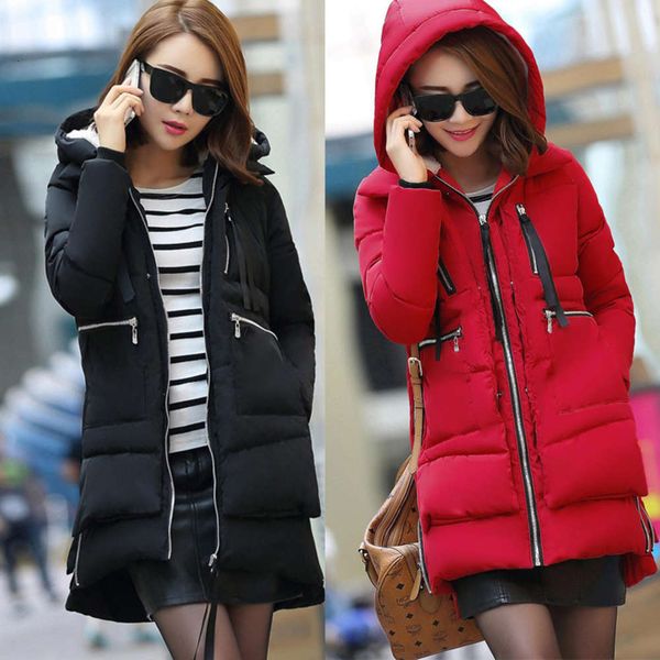 

size fattening plus down fat mm student materni medium length cotton padded cloth women's 200 jin loose military, White