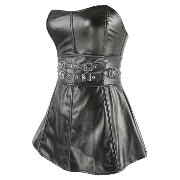 

новая мода плюс размер s-6xl черный кожаный корсет bustier перегруженное сексуальное женское белье горячие женщины корсет топы юбка, Black;white