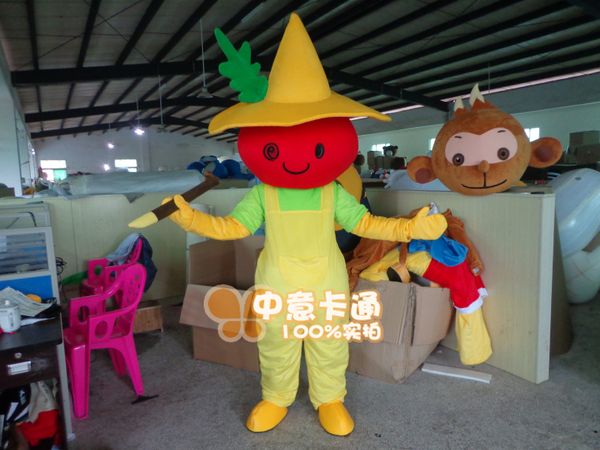 

mascot costumes scarecrow a jack of straw mascot costume for halloween fancy dress up party game set size, Red;yellow
