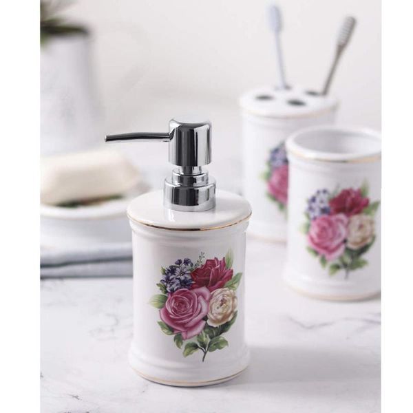

bath accessory set 4pcs ceramic bathroom flower rose bird flamingo accessories toilet brush toothbrush cup soap dish dispenser