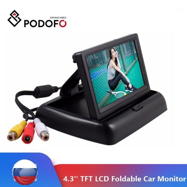 

podofo 4.3" inch folding tft lcd monitor car rear view color system w/2-channel video input car video player with power cable1