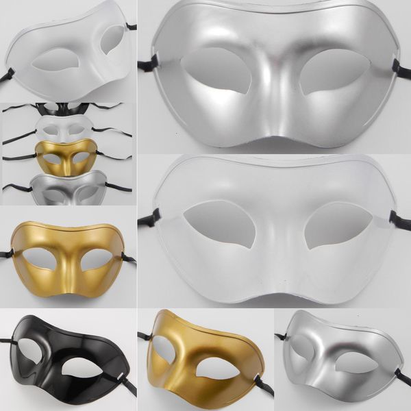 

bvypfancy dress venetian masquerade men's masks plastic half face mask optional multi-color(black, white, gold, silver)dhliw