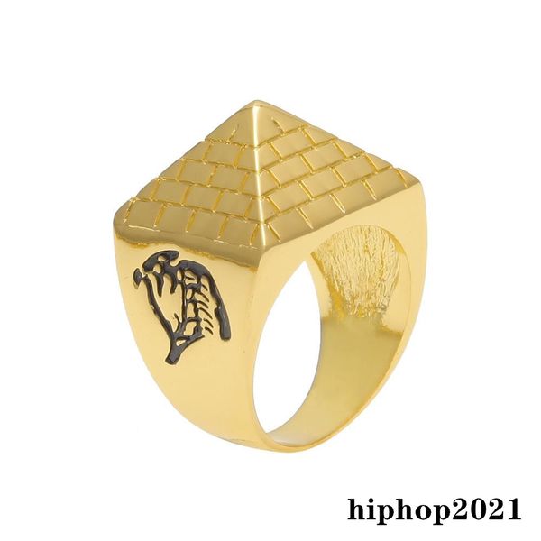 

mens punk egyptian pyramid ring hip hop jewelry gold color charm alloy metal gold fashion rings, Golden;silver