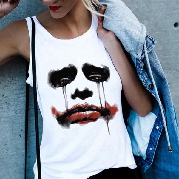 

summer women 2021 vest tank fun clown print harajuku casual letter hip hop streetwear sleeveless female t shirt large size s, White