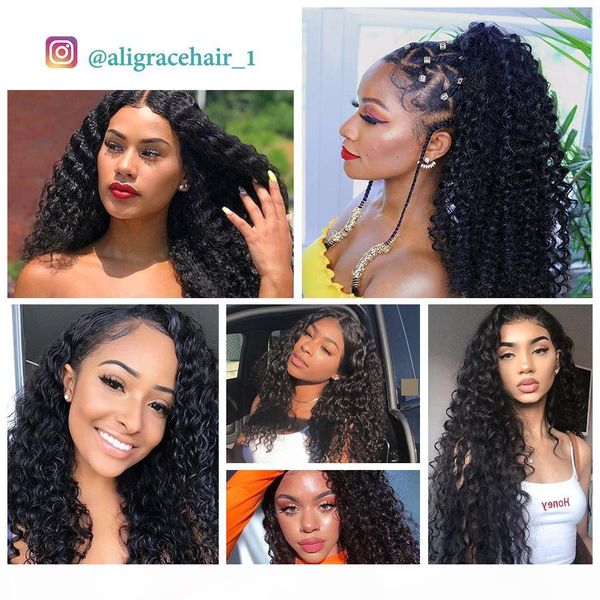 

hair malaysian curly human hair bundles with closure middle three part lace 3 bundles with closure remy hair, Black