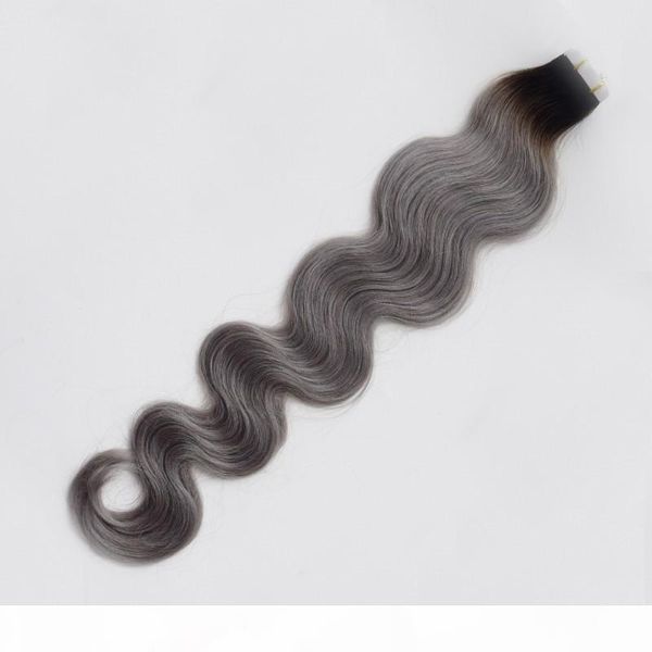 

burgundy 18"-24" pu skin weft hair extension india premium pu tape in 40 pcs 2.5g pc 100g real natural human hair, Black