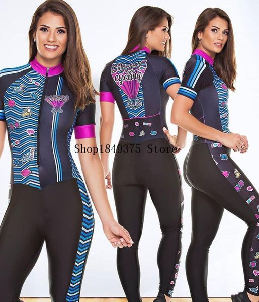 

2020 pro team triathlon suit women's black cycling jersey skinsuit jumpsuit maillot cycling ropa ciclismo short sleeve set gel1, Black;blue