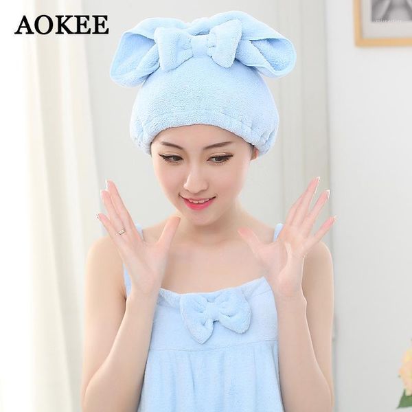 

towel aokee shower caps cute soft hair drying dry quick dryer hat cap bath salon towels turban wrap a01551
