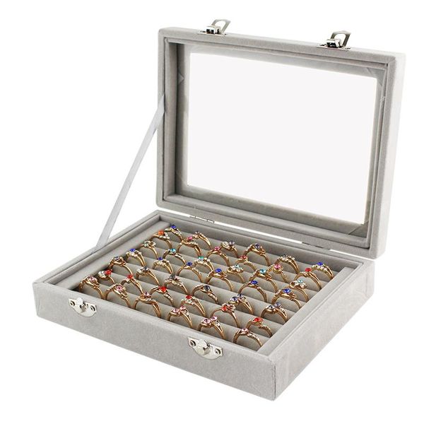 

горячие продажи мода портативного velvet кольца ювелирных изделия дисплей ювелирных изделий организатор box лоток держатель серьга хранение, Pink;blue