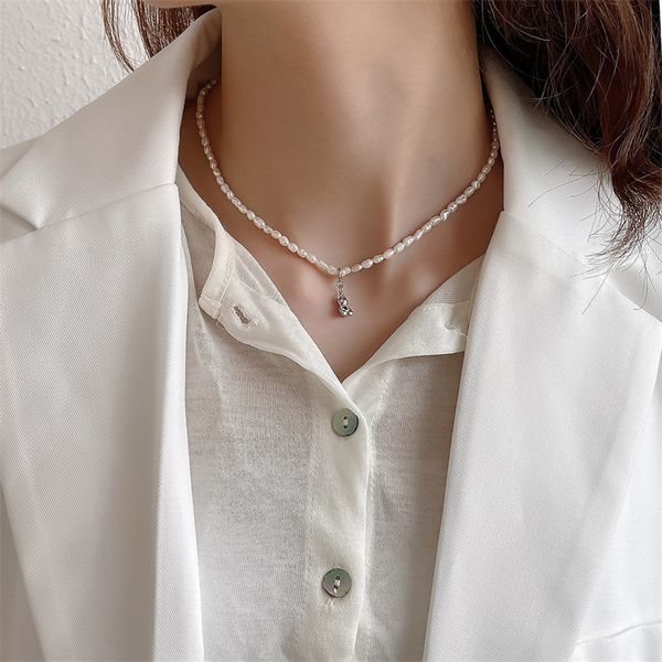 

100% 925 sterling silver necklace&pendants for women girls natural freshwater pearl chain animal pendant necklaces
