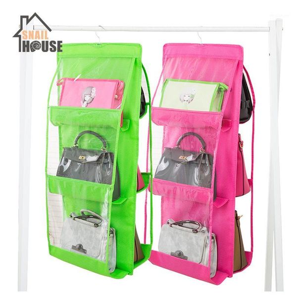 

snalhouse 6 pocket hanging bag organizer wardrobe closet transparent storage bags door wall clear sundry shoe bag hanger pouch1