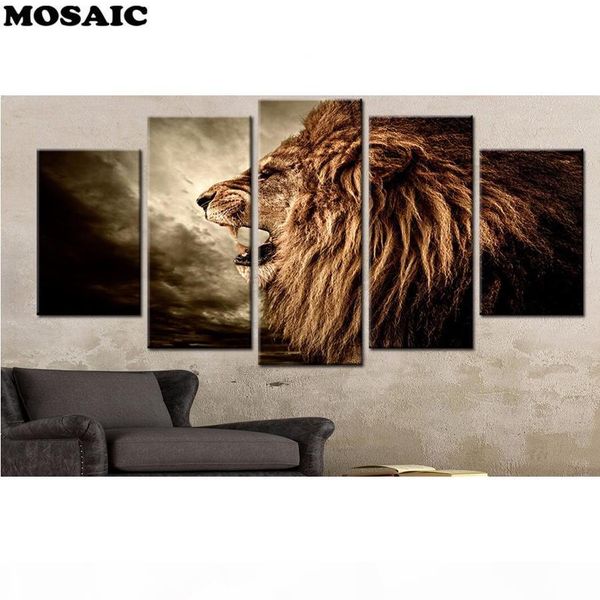 

multi-pictures full square round drill animal diy diamond embroidery mosaic pictures lion diamond painting sale home decoration