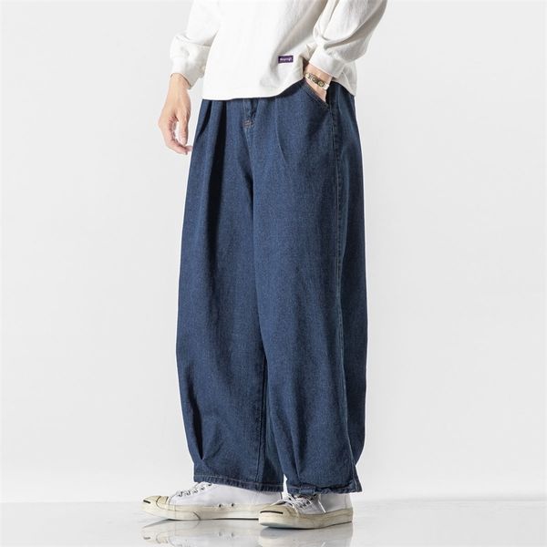 

2021 new man solid color harajuku straight jeans autumn winter casual oversize loose fashion denim pants clothing g1df, Blue