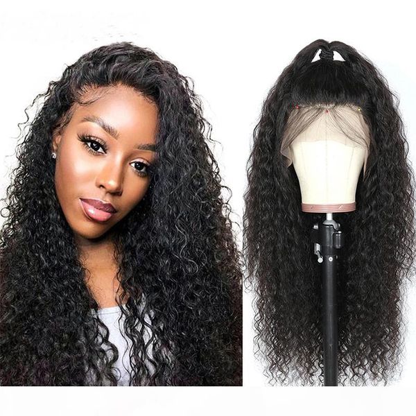 

kinky curly wigs for black women 360 lace frontal human hair wigs with baby hair 13x6 front lace and full lace, Black;brown