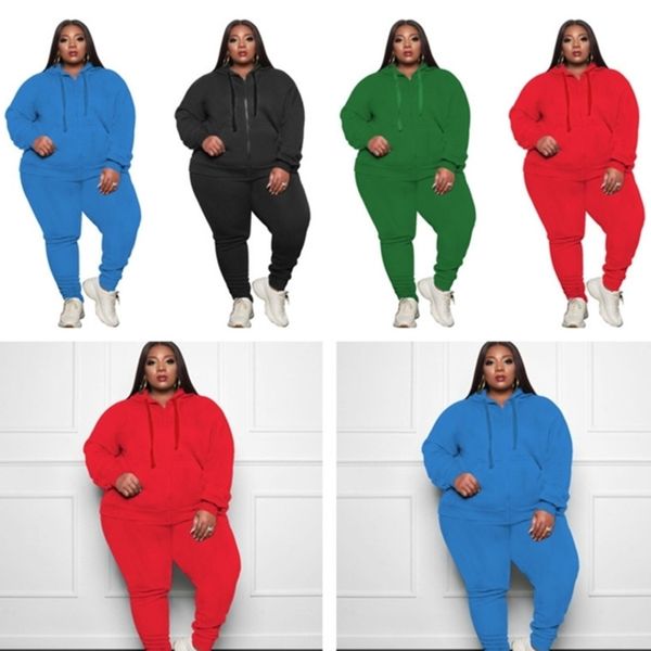 

3xl plus size women tracksuit long sleeve hoodies zipper sweatershirt+legging pants two-piece suit clothing outfits casual clothes g11806, White