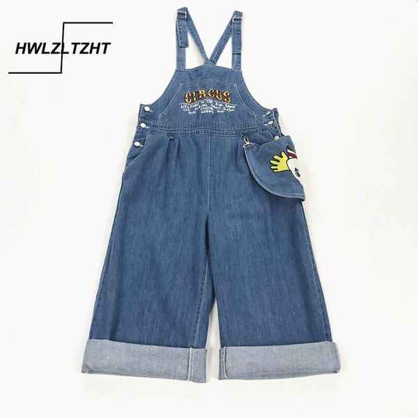 

hwlzltzht big pocket high waisted jeans embroidery lady's jeans women jumpsuit korean style kawaii casual straight pants1, Black;white