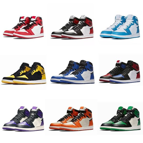 

новый 1 высокий og баскетбольные обувь 1s royal black toe pink green черный корт фиолетовый белый unc патентные мужчины кроссовки тренажеры