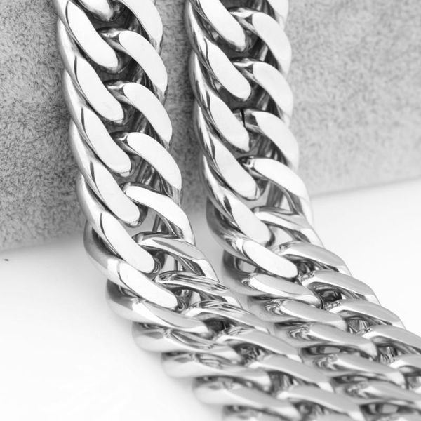 

chains men jewelry necklace heavy huge 7-40inches 18.5mm stainless steel thick men's curb cuban link chain necklaces bracelet & bangles, Silver