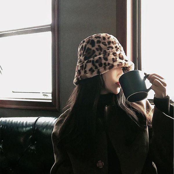 

2020 winter leopard print wool warm women hat thickened fisherman hat senior outdoor ski p new female fisherman, Blue;gray