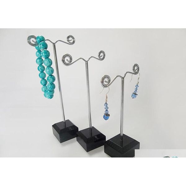 

treachi jewelry display new arrival 3pcs/set black acrylic jewelry stand holder for earrings, bracelet metal rack frame shipping wtlqz, Slivery;golden