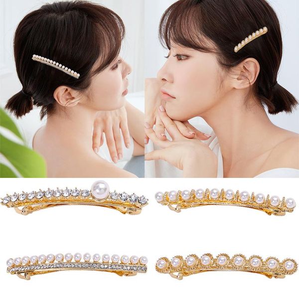 

1pcs/set one-line crystal rhinestone hair clips korea style fashion women hair pins barrettes girl styling accessorie, Golden;silver