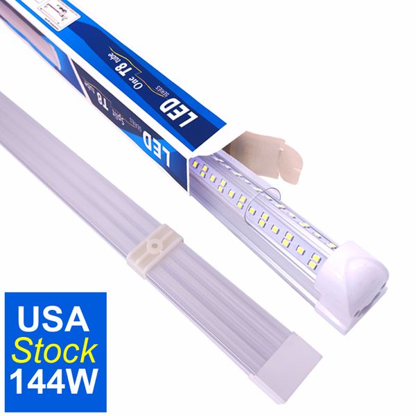 Luz de luz de luz LED sob tubo T8, 8FT 2400mm Luzes de loja para Trabalhadores de alimentos de trabalho, energia única, fácil instalação, lâmpada integrada de forma dupla