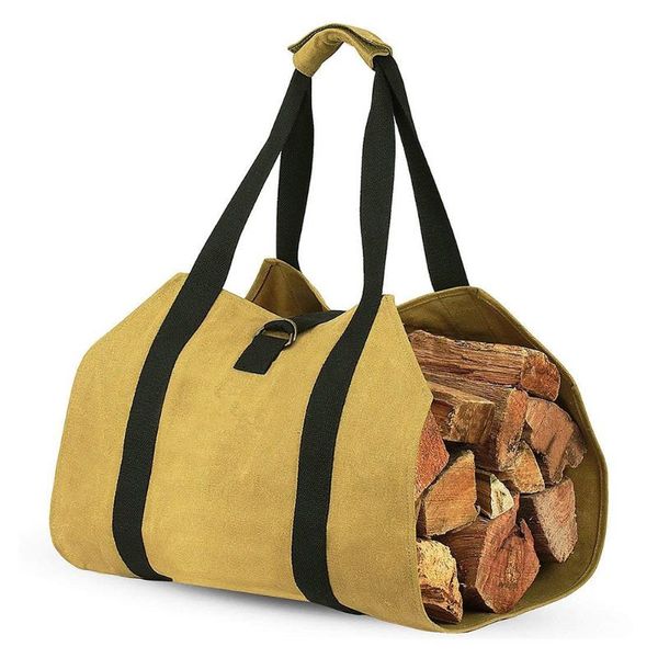 

outdoor bags waterproof large capacity camping picnic firewood bag durable canvas match carrier storage tote
