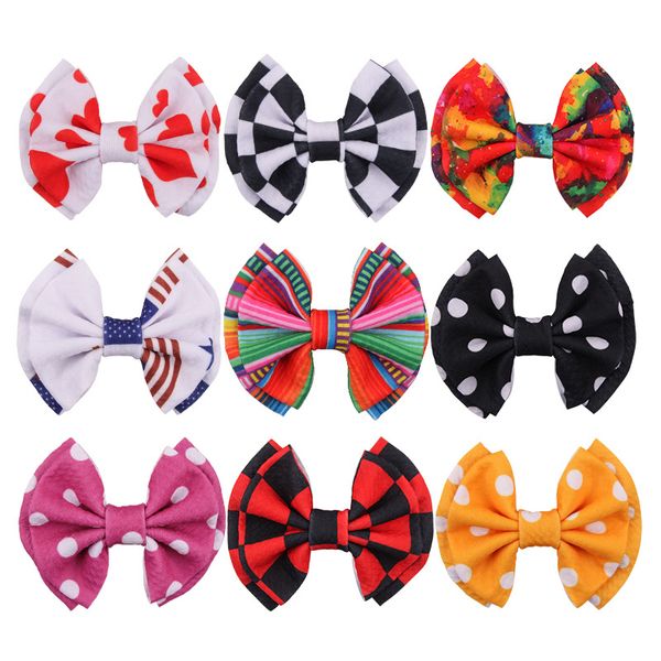 

cute small bowknot for baby gril colorful wave point handmade plaid bows fashion cloth hair accessories 10 styles kimter-c452fz