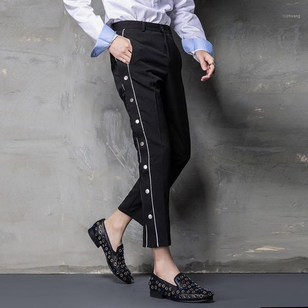 

men's pants 2021 casual pant male trousers men harem high street fashion button long joggers pantalon homme sweatpants1, Black