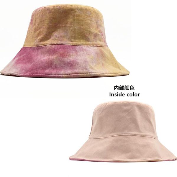 

new summer bonnet graffiti pink green tie dye bucket hat reversible outdoor fishing fisherman caps women mens chapeau femme wmtawu, Black;white