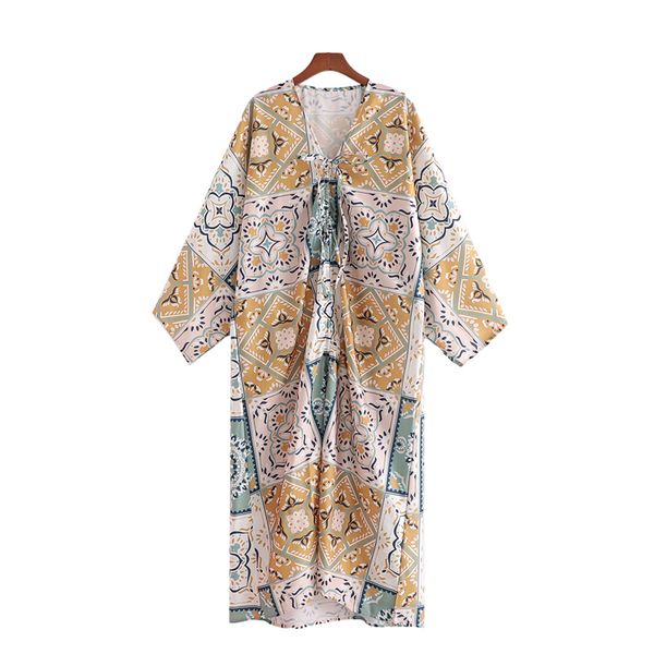 

2021 new streetwear women geometric print dresses fashion ladies v-neck satin side slit dress elegant female draped vestidos mdw4, Black;gray