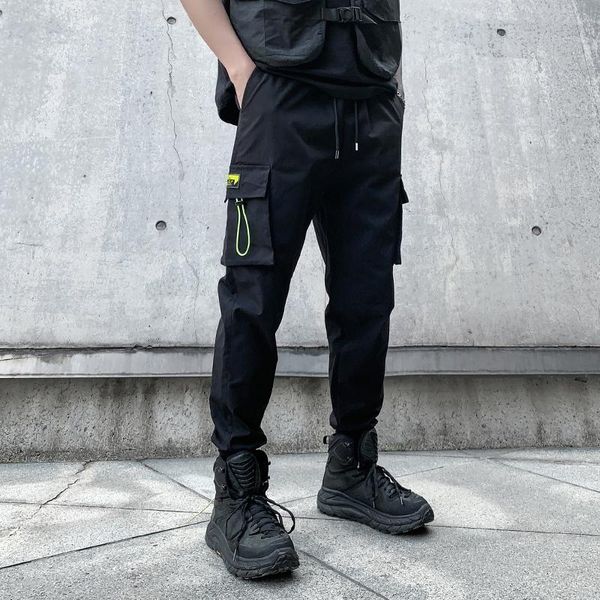 

hip hop men cargo pants 2021 new korean style casual mens pant pockets black vintage trousers male clothing jogger pants