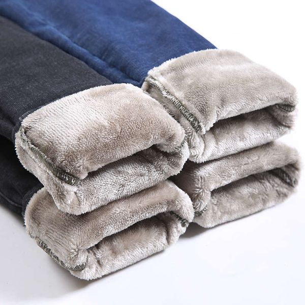 

plush thickened jeans women's high waist looks thin in autumn and winter 2020, Blue