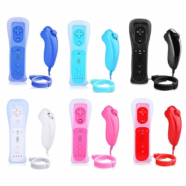 2-em-1 controlador remoto sem fio + controle Nunchuk para nintendo wii gamepad caso de silicone sensor de movimento 20 pcs / lote 3 tipo