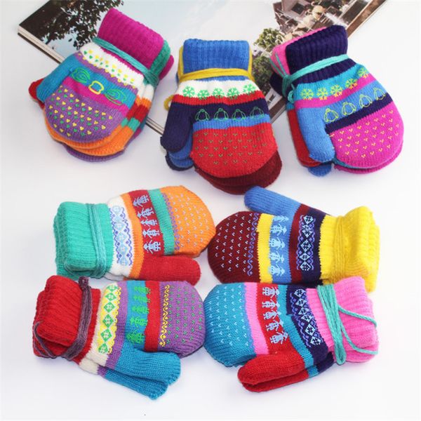 

hanging kids glove baby knitted neck winter thick warm gloves boys girls mittens