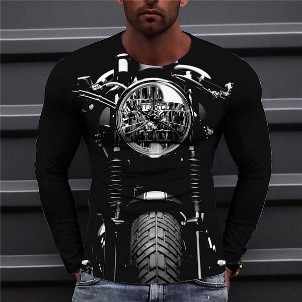 

men's t shirt 3d print graphic prints motorcycle crew neck daily holiday print long sleeve casual designer big and tall black c1qr#, White;black