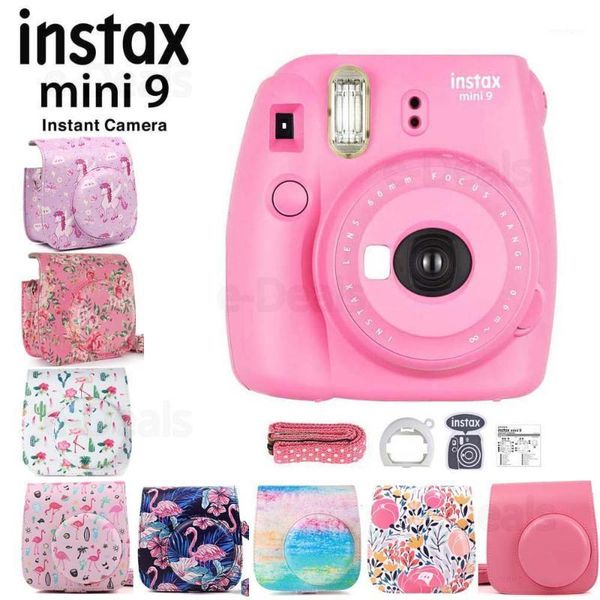 

instax mini 9 instant film camera flamingo pink + quality soft pu leather carry case with shoulder belt1