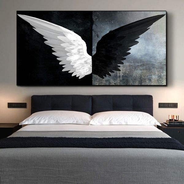 

black and white angel wings canvas art posters and prints modern wings canvas oil paintings wall art pictures home decoration