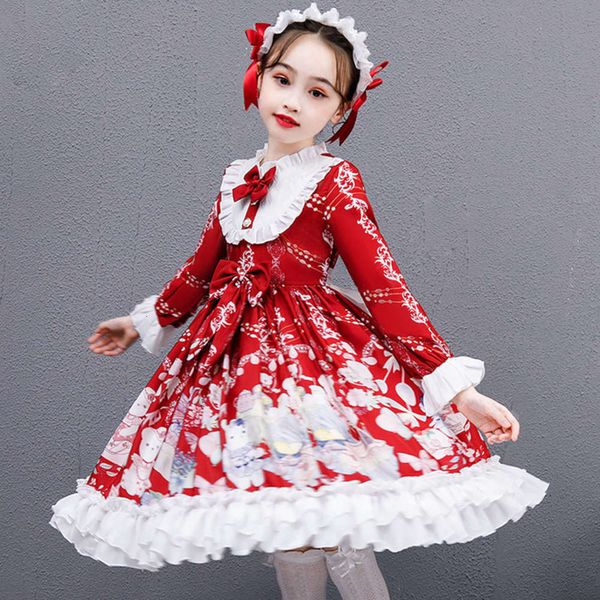 

girl children's autumn girls' foreign sle little long sve lolita princs drs slav, Red;yellow