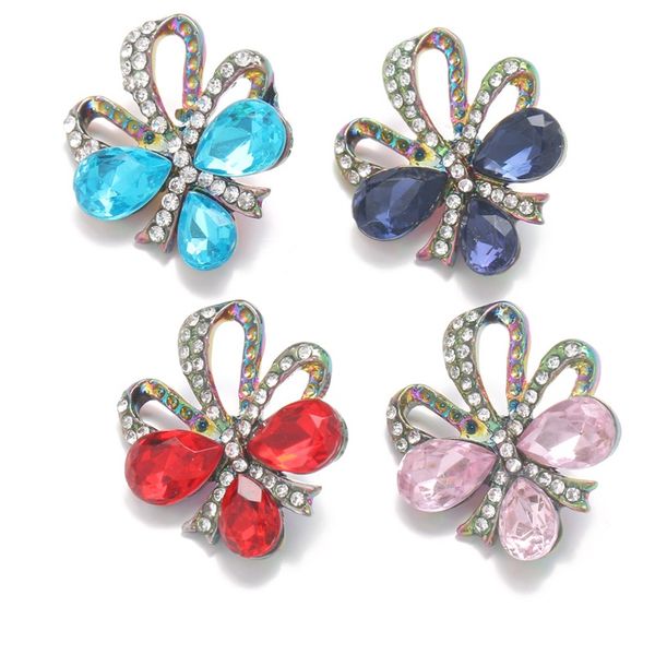

noosa plating dazzling crystal bowknot snap buttons fit diy 18mm snap button bracelet necklace acc jewelry women mengift