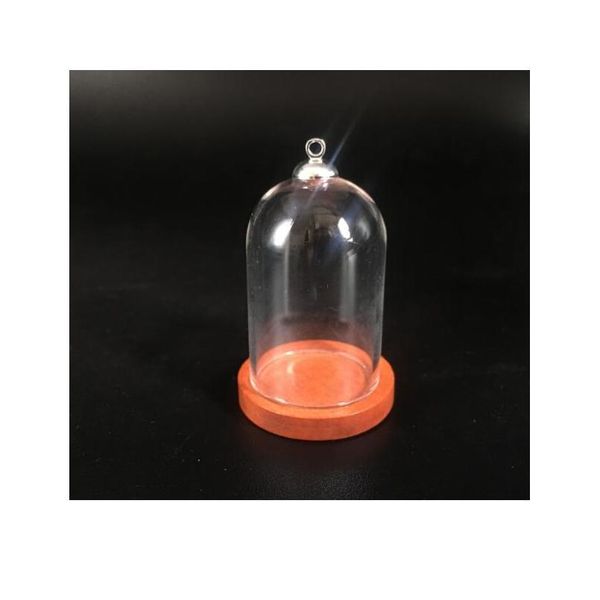 

5sets/lot 38*25mm tube glass globe bottle wood base beads cap set glass vial cover dome glass bottle jar cut sqczlp, Black